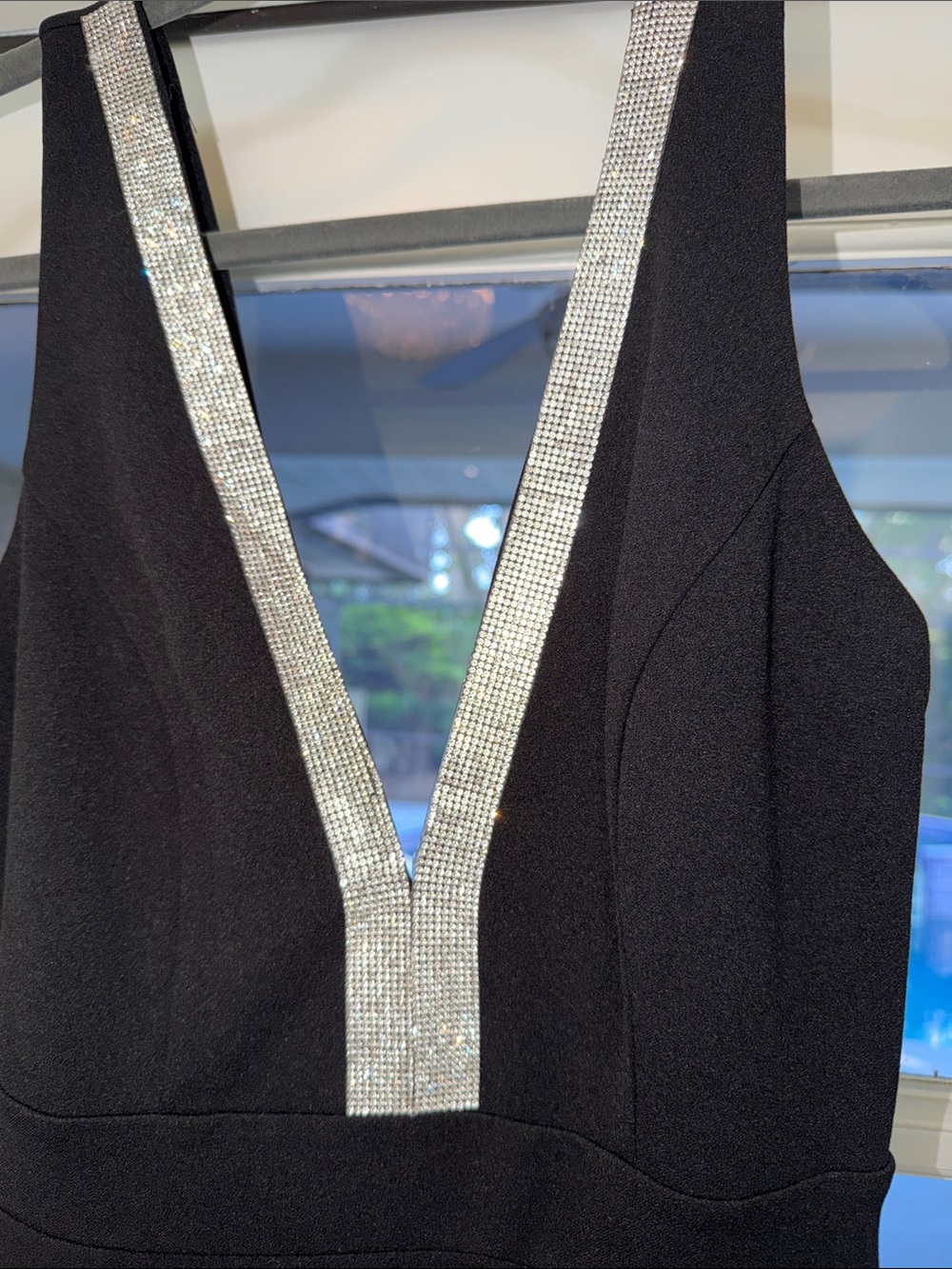 Lulu's Black Sequin-Trim Deep V Formal Gown - Picture 9 of 16